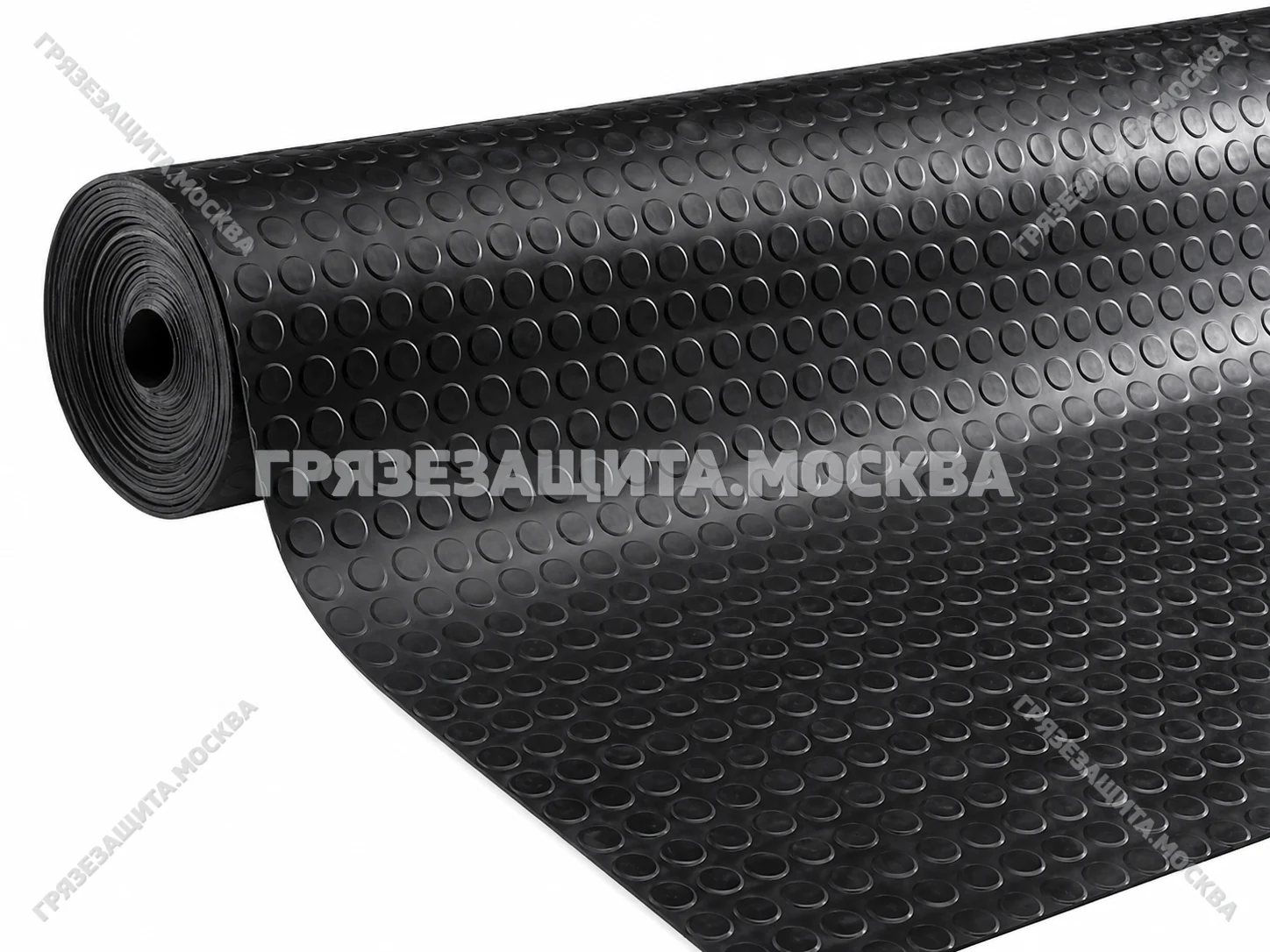 Чёрное рулонное резиновое покрытие с рельефом «Монетка»