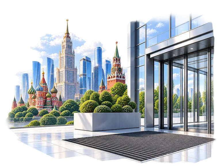 Москва, современная входная группа и грязезащитное покрытие